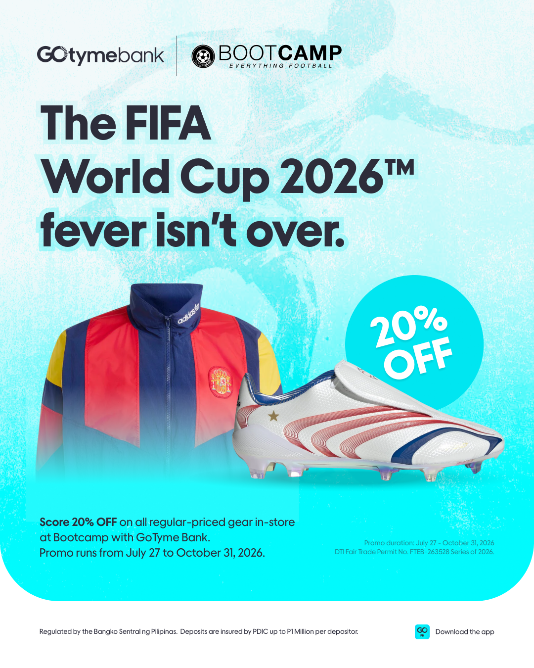 Football jacket, shoes, and promotional items at select Bootcamp stores