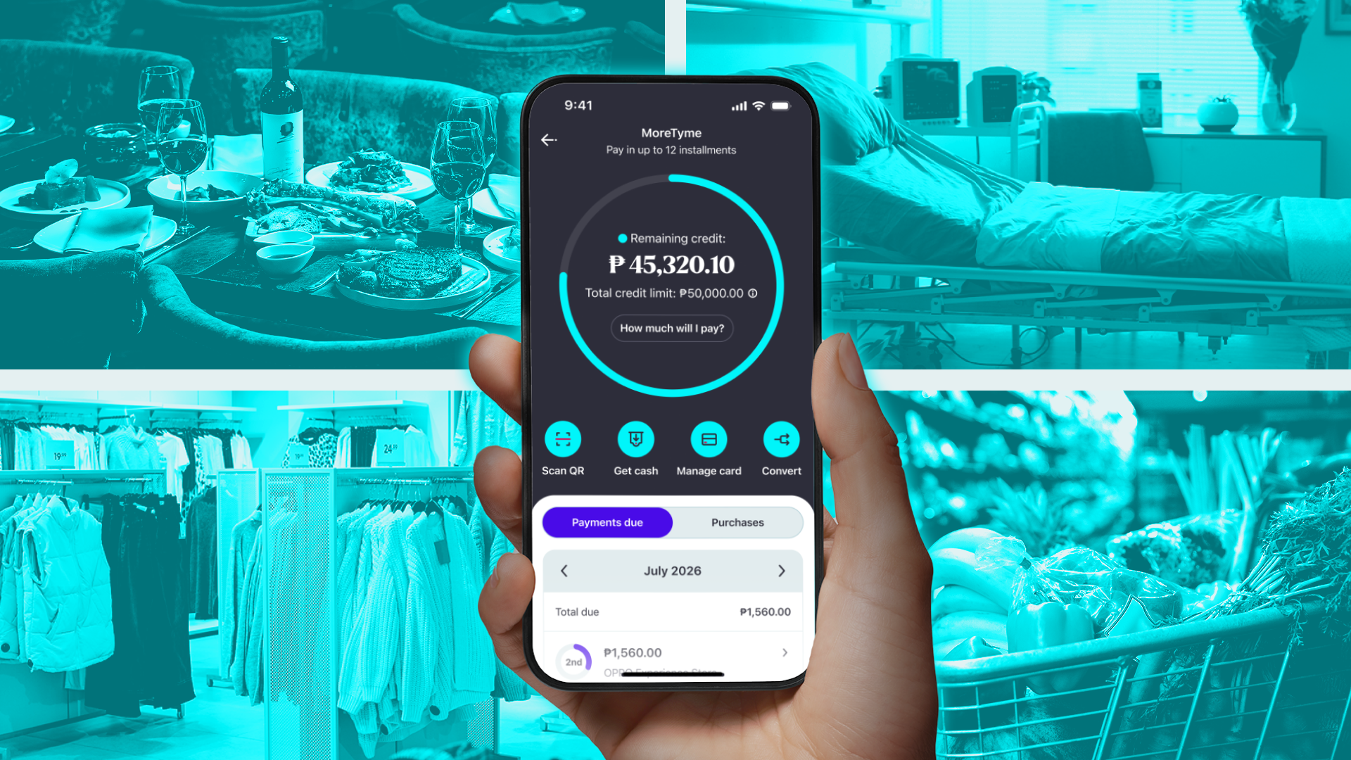 Mobile phone screen opened to the MoreTyme feature in the GoTyme Bank app
